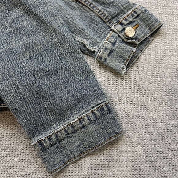 Blue Age Womens Denim Jean Jacket Faded Blue Button Front Pockets Size Medium - Picture 9 of 14